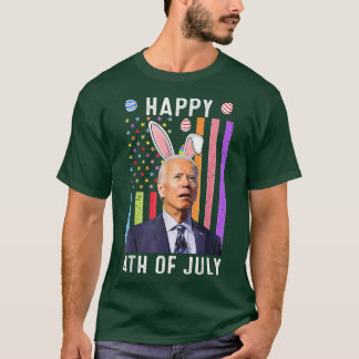 Funny Bunny Joe Biden Happy 4th Of July Confused E T-Shirt