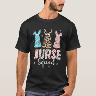 Funny Bunny Nurse Squad Easter Leopard Rabbit Nurs T-Shirt
