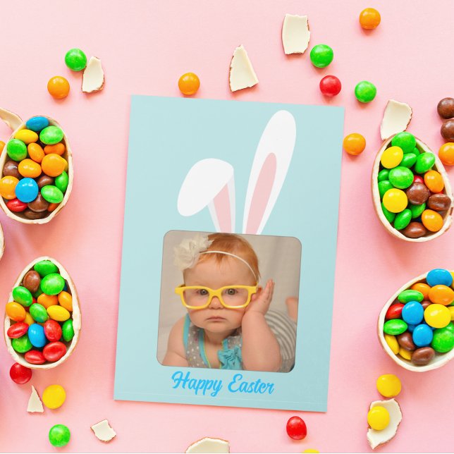 Funny Bunny Personalized Photo Easter Holiday Card (Creator Uploaded)