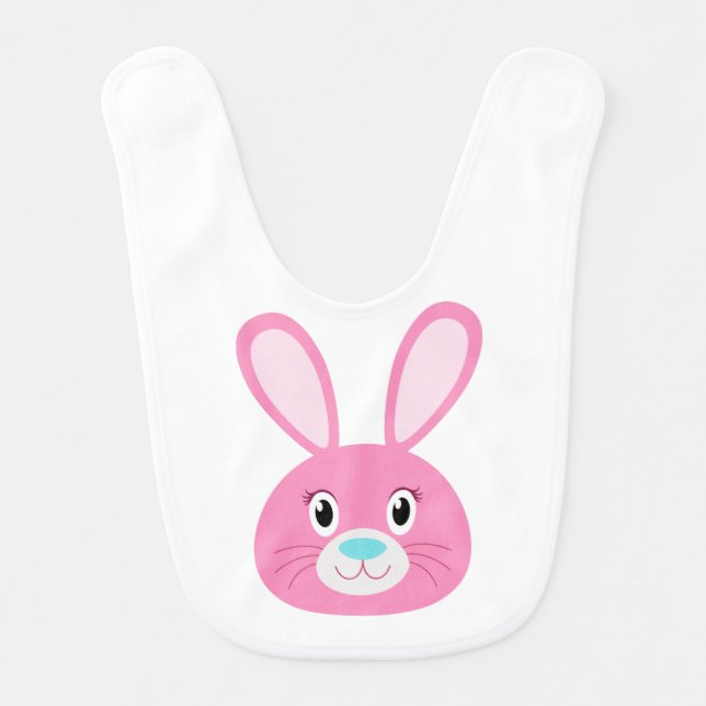 Funny Bunny Pink Baby Bib (Front)