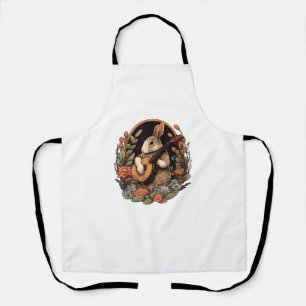 Funny Bunny Playing Banjo Guitar Music Rabbit Happ Apron
