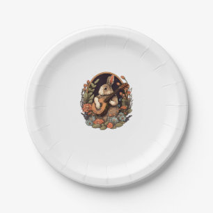 Funny Bunny Playing Banjo Guitar Music Rabbit Happ Paper Plates