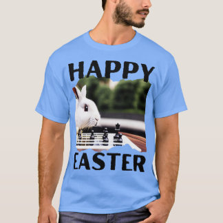 Funny Bunny Playing Chess Rabbit Happy Easter T-Shirt