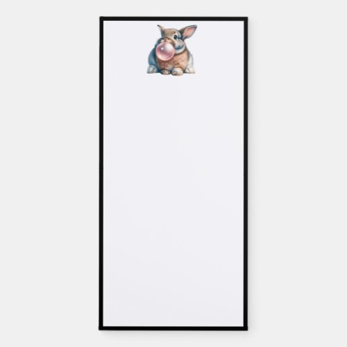Funny Bunny Rabbit Blowing Bubble Gum Pink Fridge  Magnetic Notepad