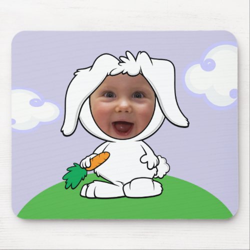 Funny Bunny Rabbit Photo Face Template Mouse Pad