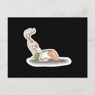 funny bunny rabbit picking carrot postcard