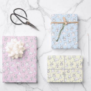 Funny Bunny Rabbits Having Fun Wrapping Paper Sheets