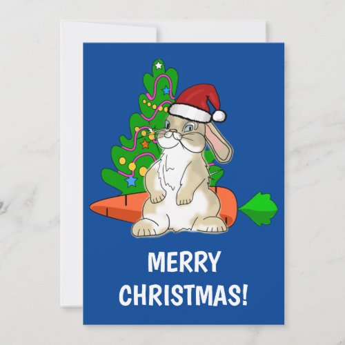 Funny Bunny Santa Merry Christmas customizable Holiday Card