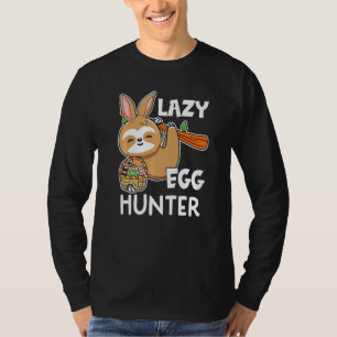 Funny Bunny Sloth Lazy Easter Egg Hunter Basket Ki T-Shirt