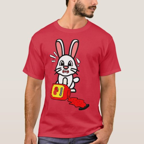Funny bunny spilled tomato ketchup T_Shirt