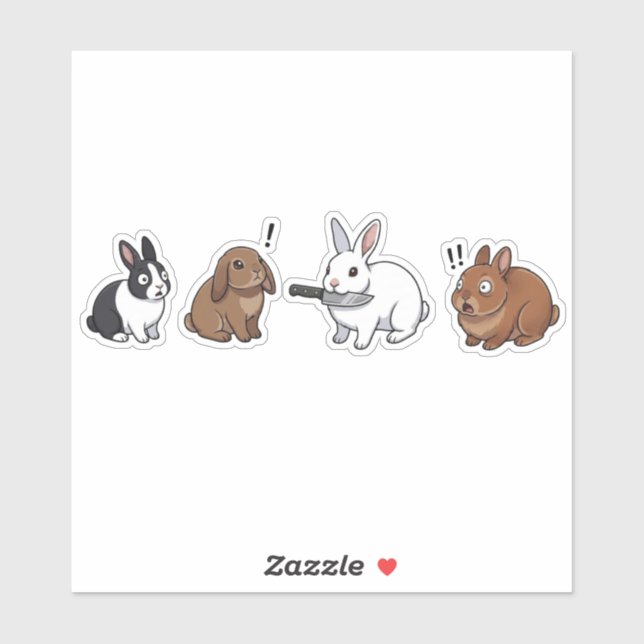 Funny Bunny Standoff Sticker (Sheet)