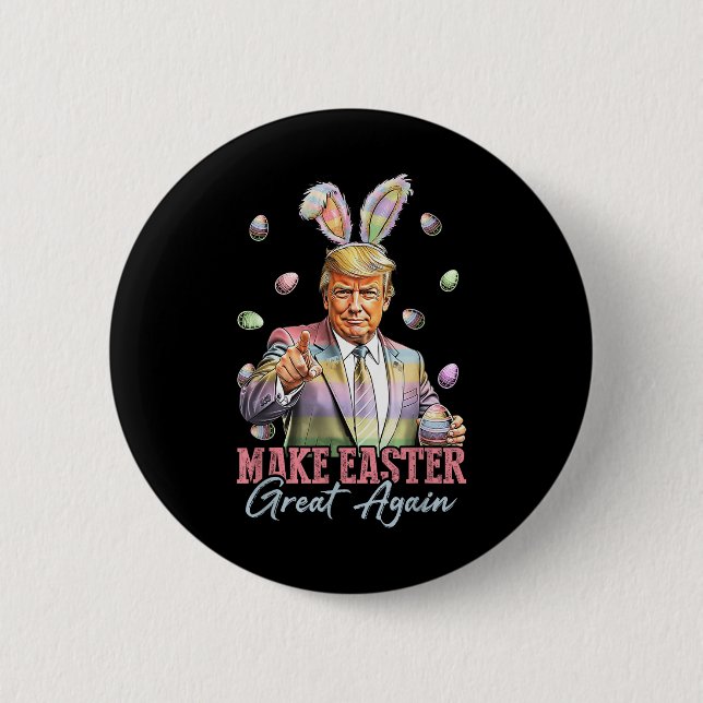 Funny Bunny Trump Make Easter Great Again Rabbit H Button (Front)