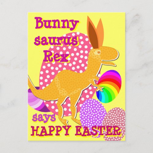 Funny Bunnysaurus Rex Happy Easter T_Rex Postcard