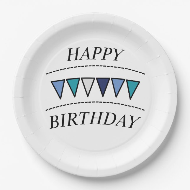 Funny Bunting Happy Birthday Paper Plates (Front)