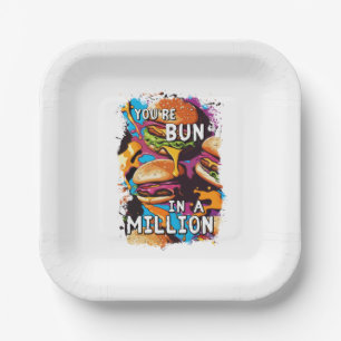 Funny BURGER Bun in a Million Pun for Food Lovers Paper Plates