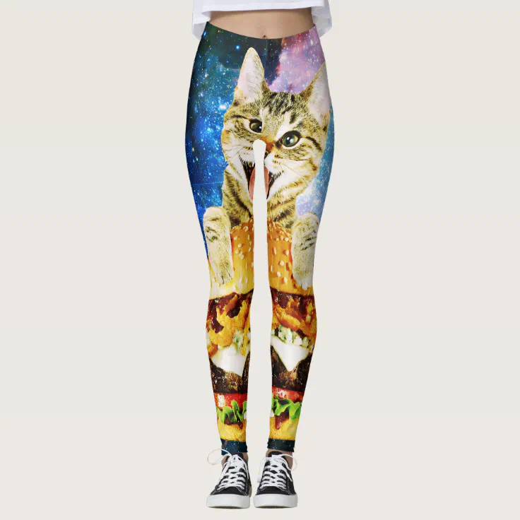 Funny burger cat space leggings | Zazzle Funny burger cat space leggings | Zazzle