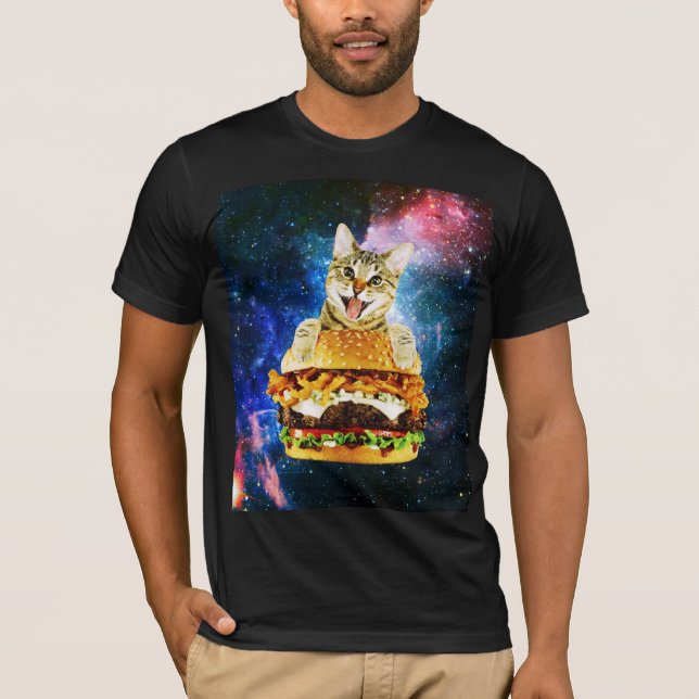 Funny burger cat space T-Shirt (Front)