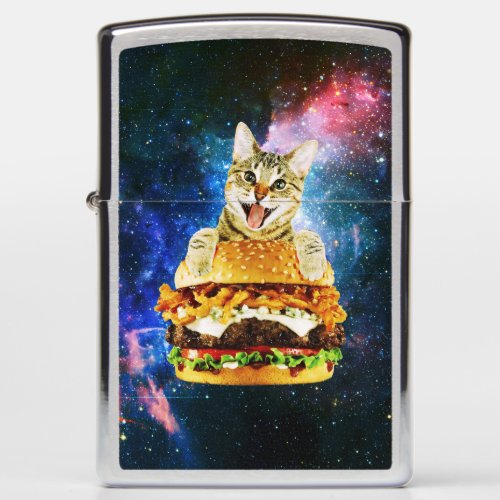 Funny burger cat space zippo lighter