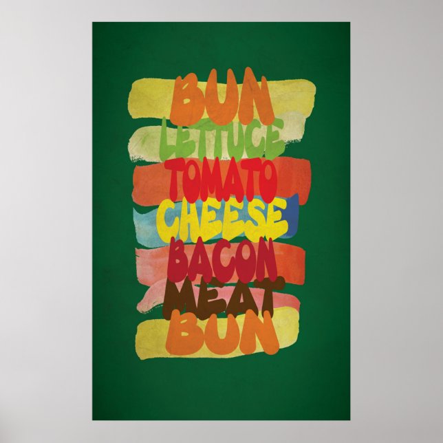 Funny Burger Typography Art Poster (Front)