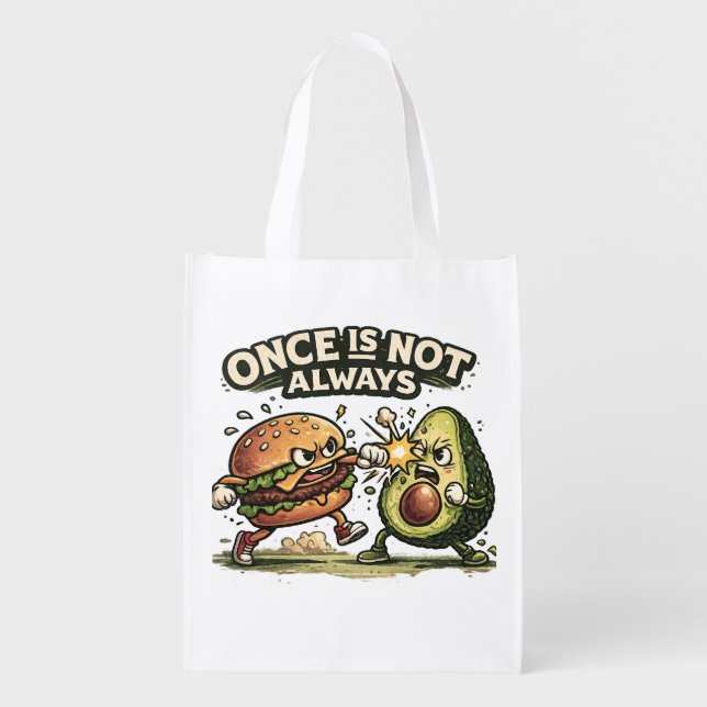 Funny Burger vs Avocado Grocery Bag (Front)