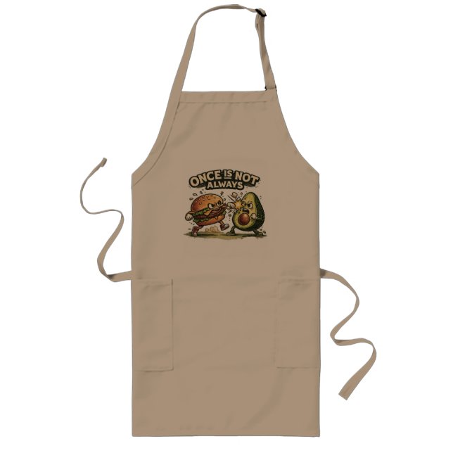 Funny Burger vs Avocado Long Apron (Front)
