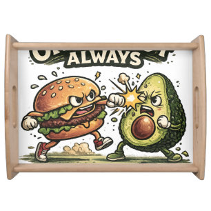 Funny Burger vs Avocado Serving Tray