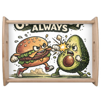 Funny Burger vs Avocado Serving Tray