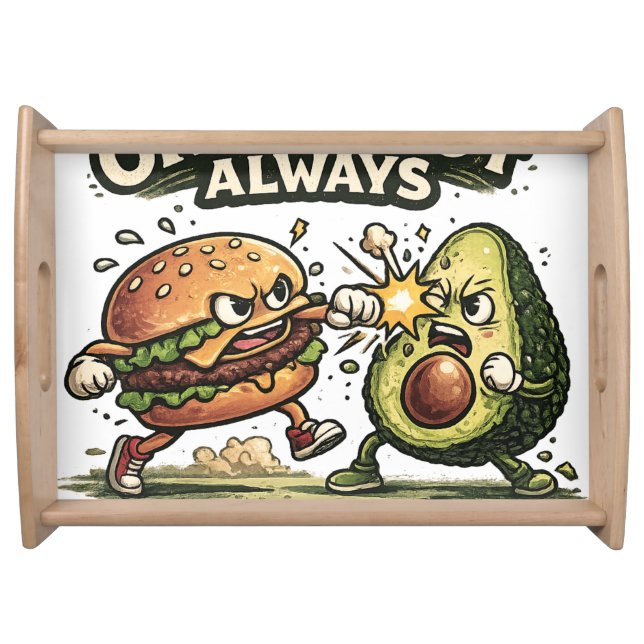 Funny Burger vs Avocado Serving Tray (Front)