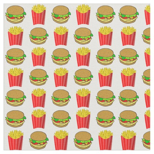 Funny Burgers and Frenchfries Fabric
