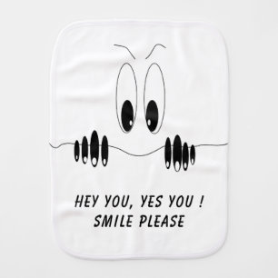 Funny Burp Cloth with Curiosity Eyes - Smile
