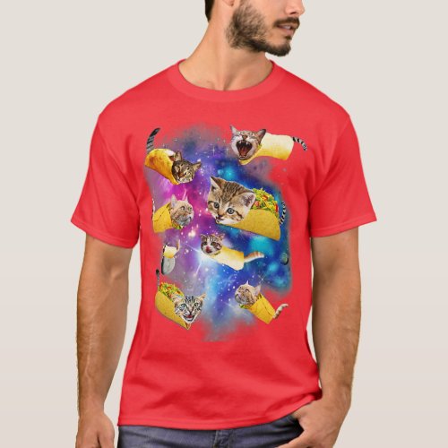Funny Burrito and Taco Cat in Space  Tacocat  Gift T_Shirt