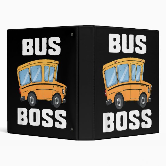 Funny Bus Boss School Bus Driver 3 Ring Binder (Background)