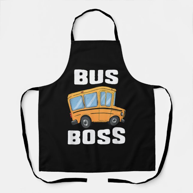 Funny Bus Boss School Bus Driver Apron (Front)