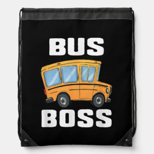 Funny Bus Boss School Bus Driver Drawstring Bag