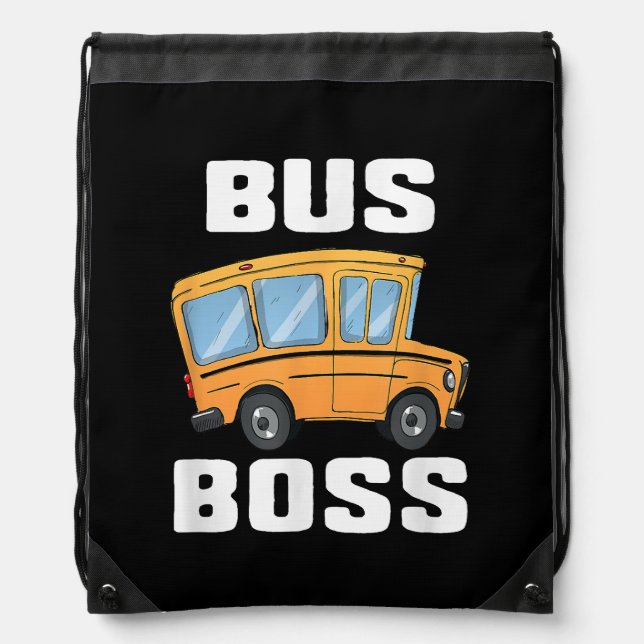 Funny Bus Boss School Bus Driver Drawstring Bag (Front)