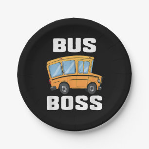 Funny Bus Boss School Bus Driver Paper Plates