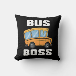 Funny Bus Boss School Bus Driver Throw Pillow