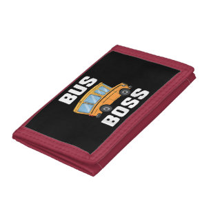 Funny Bus Boss School Bus Driver Tri-fold Wallet