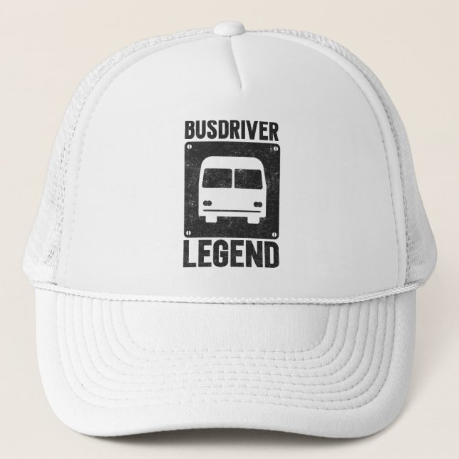 Funny Bus Driver Legend School Bus Trucker Hat (Front)