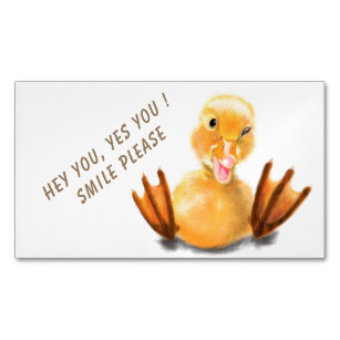 Funny Business Card Magnet with Happy Yellow Duck