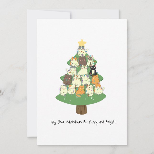 Funny Business Cat  Christmas Holiday Card (Front)