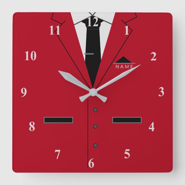 Funny Business Clock with Red Suit and Custom Name (Front)