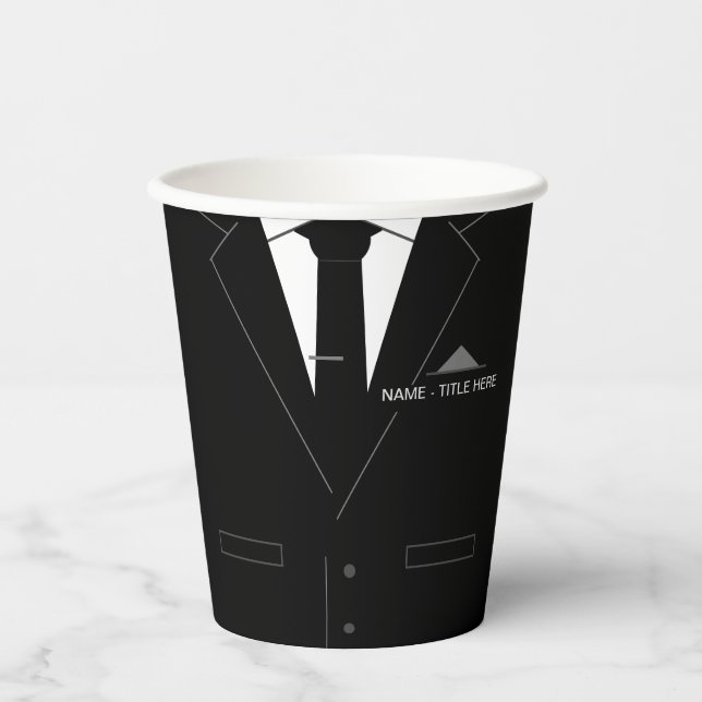 Funny Business Paper Cups with Custom Name Text (Front)