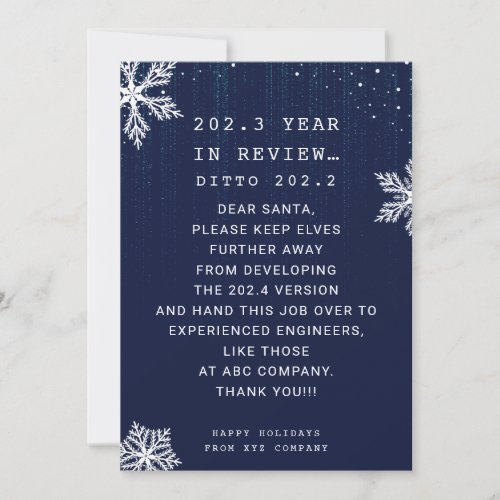 Funny Business Year in Review Engineer Christmas Holiday Card
