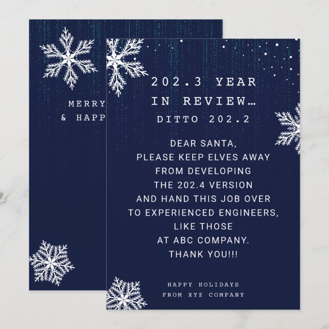 Funny Business Year in Review Engineer Christmas Holiday Card (Front/Back)