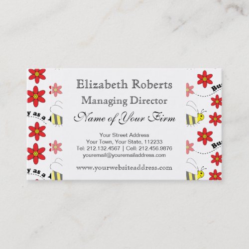 Funny Busy Little Bumble Bee Pattern Cute Business Card