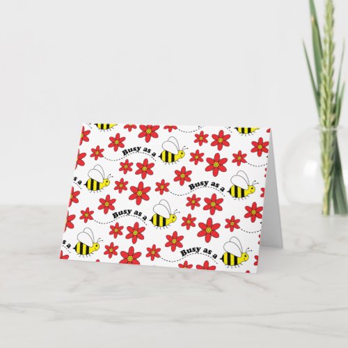 Funny Busy Little Bumble Bee Pattern Cute Card