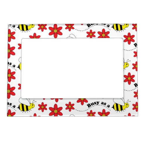 Funny Busy Little Bumble Bee Pattern Cute Magnetic Picture Frame