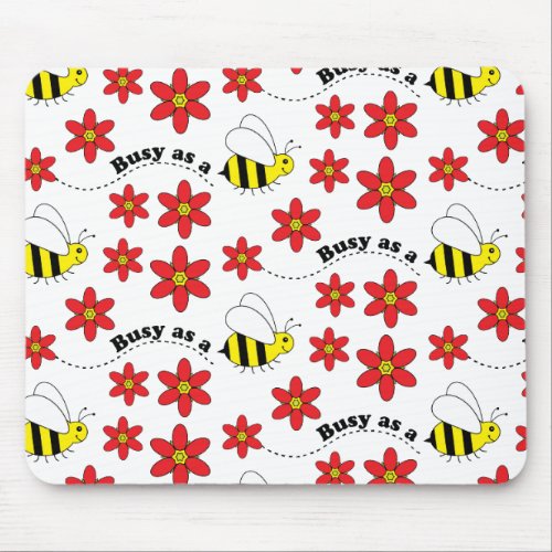 Funny Busy Little Bumble Bee Pattern Cute Mouse Pad