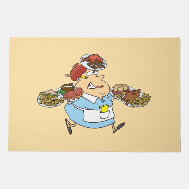 Funny Busy Waitress Overworked Server Doormat (Front)